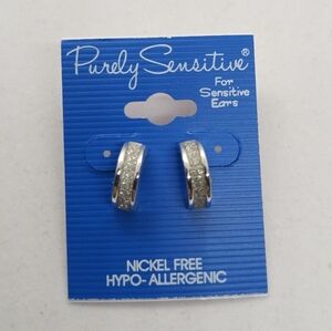 Purely Sensitive Silver Tone Half Hoop Earrings